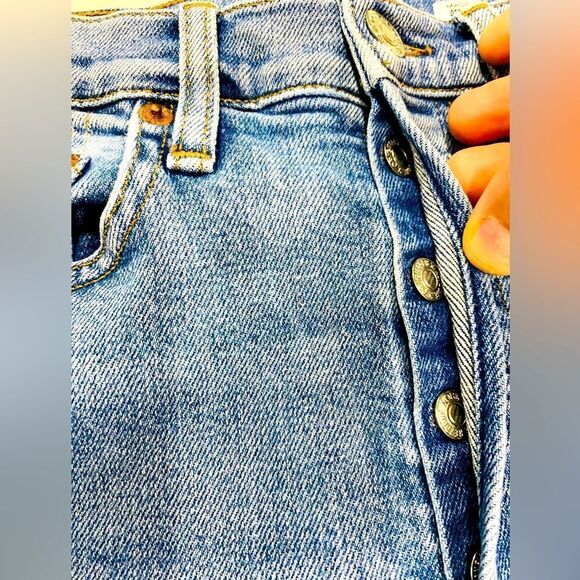 RE/DONE Stretch High Rise Straight Leg Jeans 27x28 Mid 90s Wash USA - Picture 8 of 14